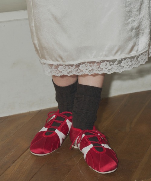 GIUNON スニーカー lace up satin shoes / レースアップサテン
