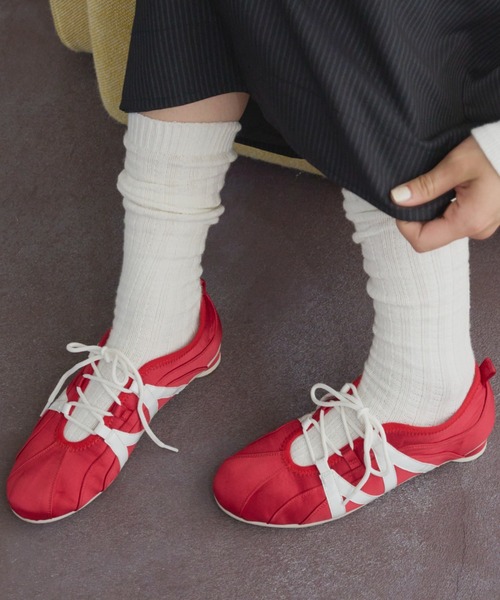 GIUNON スニーカー lace up satin shoes / レースアップサテン