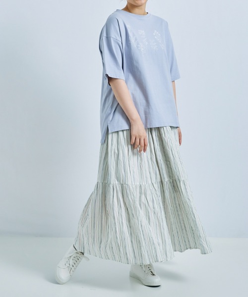 Panda　リネンストライプギャザースカート ROSA BIANCA online shop= トラディショナルストライプの