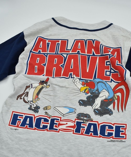 90s MLB メジャーブレーブス ゲームシャツ ネイビー アメリカ古着 90s MLB メジャーブレーブス ゲームシャツ ネイビー アメリカ