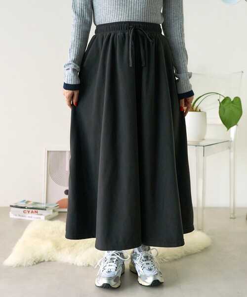 THOUSAND MILE　ナイロンロングスカート　フレア　ブラック FREAK'S STORE スカート THOUSAND MILE × STORE/サウザンド