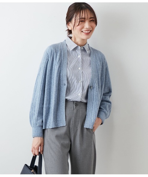 ニット セーター ウールカシミヤ Vネックショートカーディガン レディース NEWYORKER ニット セーター ウールカシミヤ Vネックショート