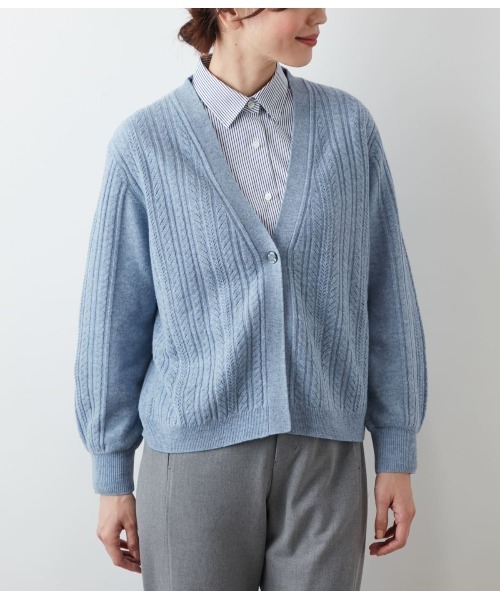 ニット セーター ウールカシミヤ Vネックショートカーディガン レディース NEWYORKER ニット セーター ウールカシミヤ Vネックショート
