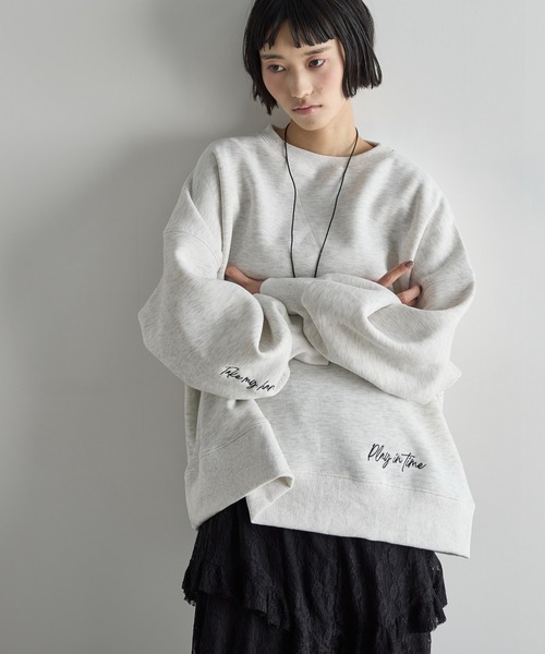 Lure you in LURE刺繍ルーズスウェット ROSE THE Yon トレーナー スウェット レタリング刺繍ルーズフィット