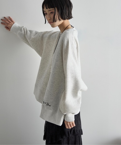 トップス レタートレーナー ストリート レタリング ルーズフィット プルオーバー トレーナー スウェット 袖あり 長袖 ドロップショルダー ラウンドネック t908-1.jpg
