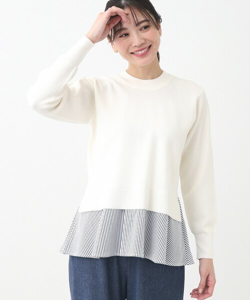 tシャツ 「春SALE／E‐QUALITY」異素材ドッキングプルオーバー レディース