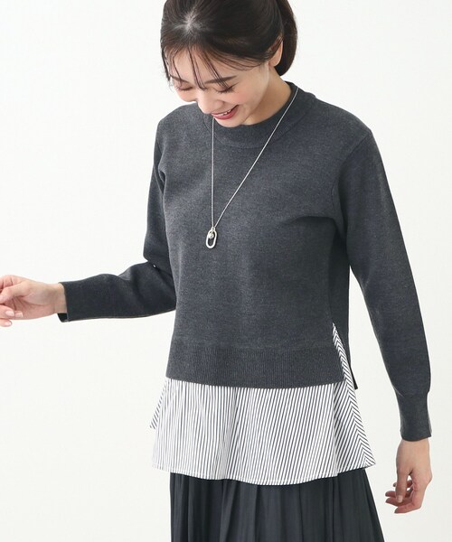 tシャツ 「春SALE／E‐QUALITY」異素材ドッキングプルオーバー レディース Reflect tシャツ 「春SALE／E‐QUALITY」異素材ドッキングプル