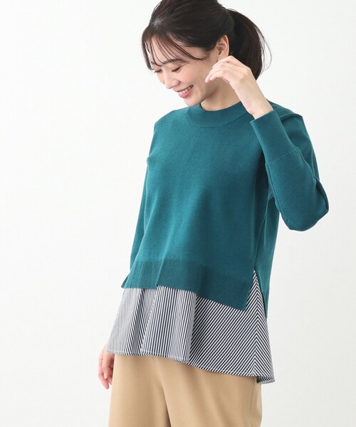 tシャツ 「春SALE／E‐QUALITY」異素材ドッキングプルオーバー レディース Reflect tシャツ 「春SALE／E‐QUALITY」異素材ドッキングプル