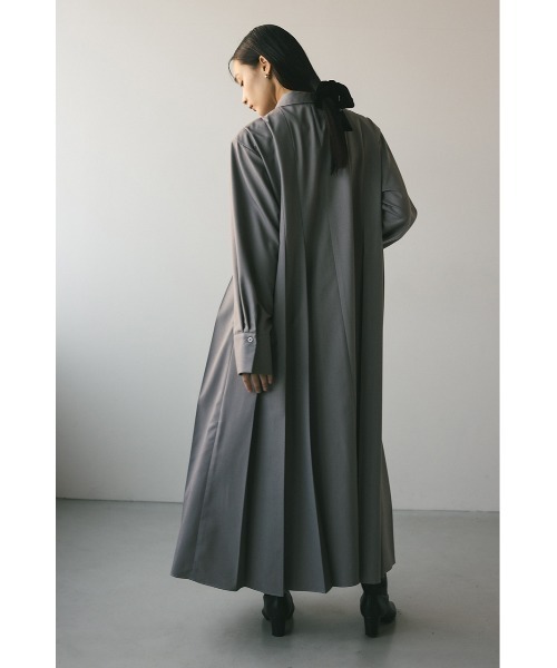希少 MIU MIU 上質 ギャザー プリーツ 長袖 シャツ ワンピース 36 STYLEMIXER（スタイルミキサー） シャツワンピース ワイドプリーツ