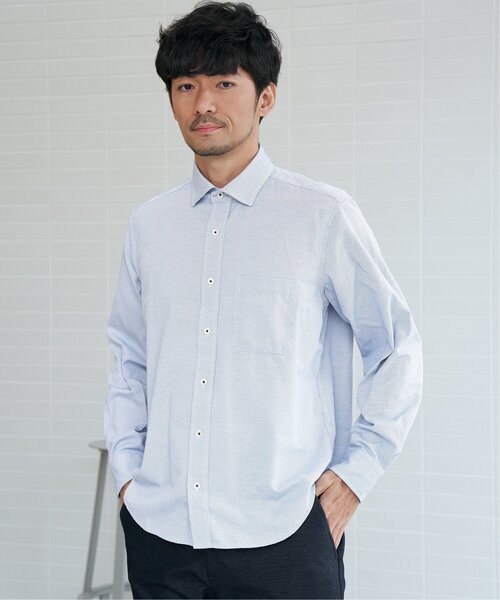 IKKA LOUNGE シャツ デニムライクスイスカラーシャツ メンズ