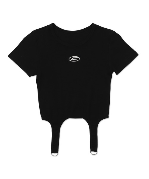 tシャツ メタルロゴガーターベルトTシャツ レディース