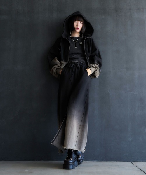 HARE EDGY MODE ピグメントスエットフレアスカートお値下げしました HARE スカート 「EDGY MODE」グラデスリットスウェットスカート