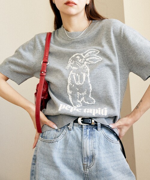 PUBLUX tシャツ PUBLUX/パブリュクス ラビット インターシャ