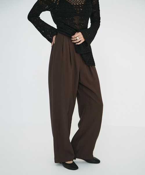 CLANE ブラウン ワイドパンツ CLANE（クラネ） ワイドパンツ パンツ SHEER STRAIGHT PANTS