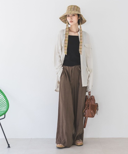 ヌキテパ　リネン　イージーパンツ Cotton Stripe Jaquard Ladder Lace Pants | Pasand by ne