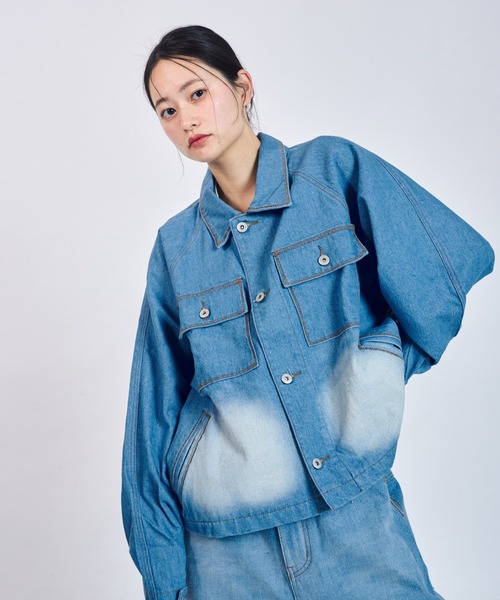 デニムジャケット Gジャン S CIASU デニムジャケット gジャン ギザステッチウォッシュドデニム
