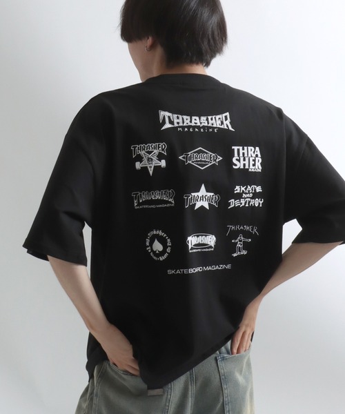 THRASHER スラッシャー　80s ブラック Tシャツ Lサイズ THRASHER（スラッシャー） tシャツ ブランドロゴバックプリントTシャツ