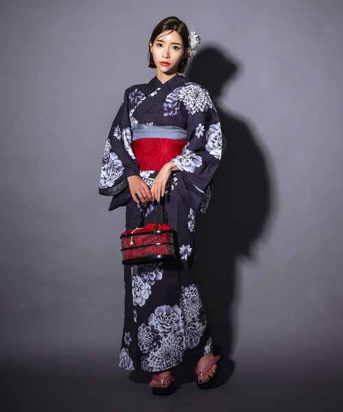 値下げ可！TIKA 浴衣　３点セット  作り帯付き　オプション有り tika 浴衣3点(作り帯)セット