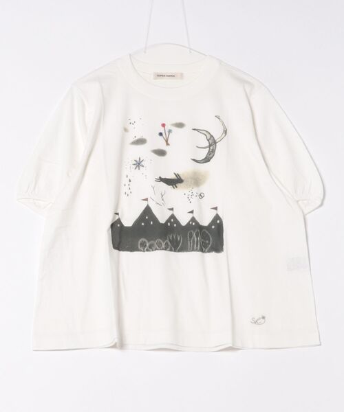 tシャツ SUPER　HAKKA×オバタクミ「サーカスがやってくる」プリント＋刺繍Tシャツ レディース