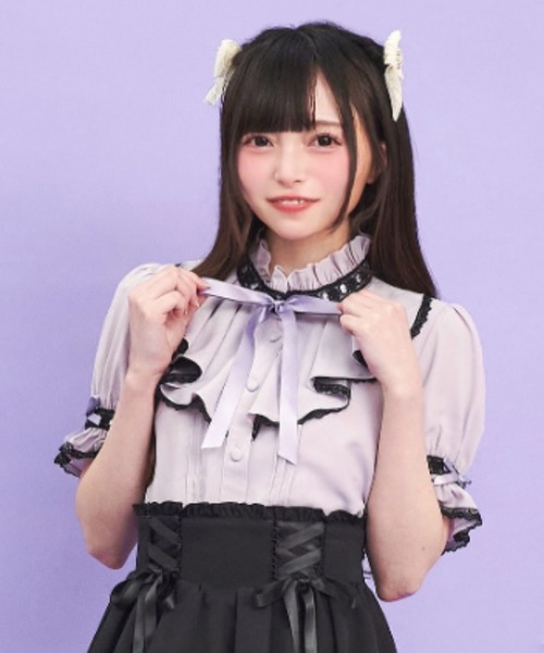 カネコイサオ ピコフリル はしごレース ブラウス 白 襟 ブラウス