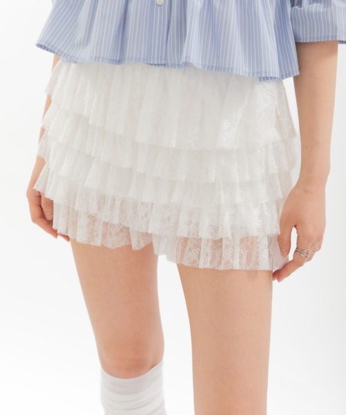 3.3 FIELD TRIP パンツ 3.3 Field Trip／フリルレースショートパンツ