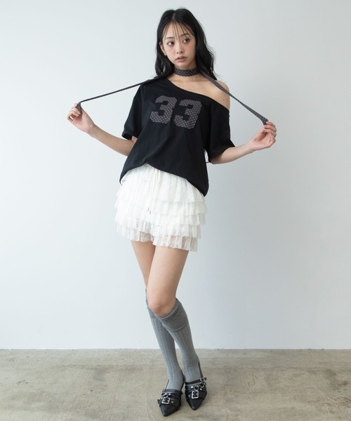 3.3 FIELD TRIP パンツ 3.3 Field Trip／フリルレースショートパンツ
