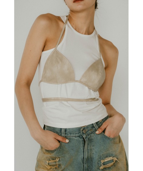 wrap leather bustier レディース