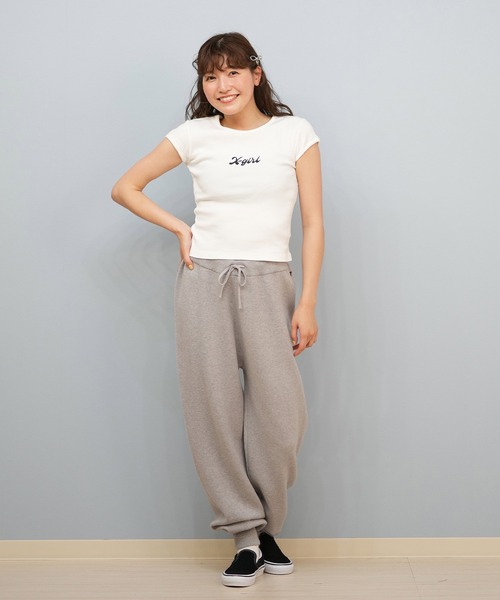 すぐ届く☆X-girl Tシャツ コットン シンプルなデザイン☆ X-girl tシャツ X-GIRL/エックスガール ショート丈Tシャツ