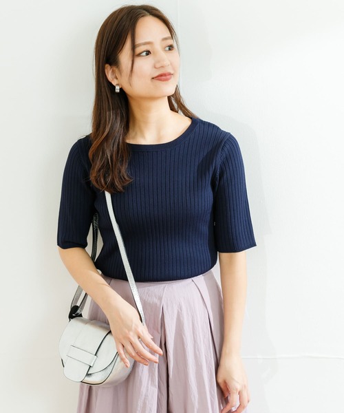 「URBAN RESEARCH」 半袖ニット FREE ネイビー レディース