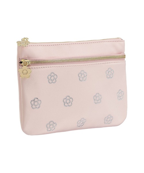 MARY QUANT* ビジューデイジーホットフィックス ラウンドポーチL MARY QUANT ポーチ マリークワント mary quant ビジューデイジー
