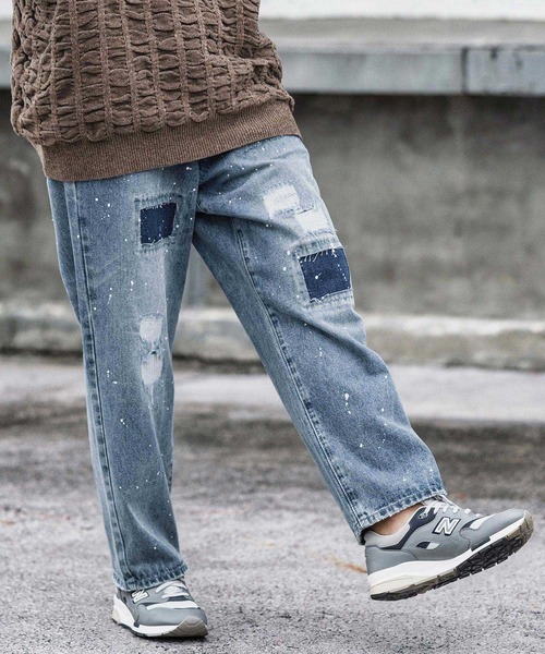 CAMBIO（カンビオ） ワイドパンツ ジーンズ mp13855-Distressed Denim