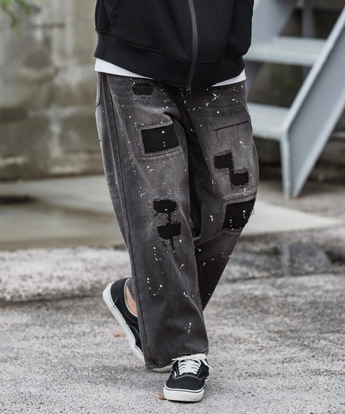 CAMBIO（カンビオ） ワイドパンツ ジーンズ mp13855-Distressed Denim
