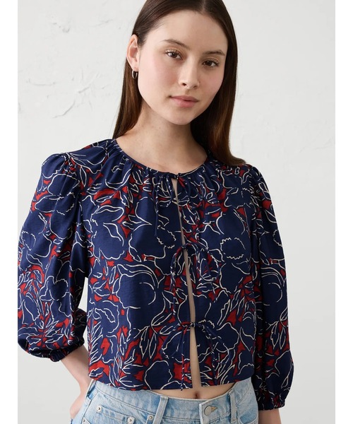 ブラウス シャツ BANANA REPUBLIC FACTORY STORE　　オープン タイフロントトップ レディース