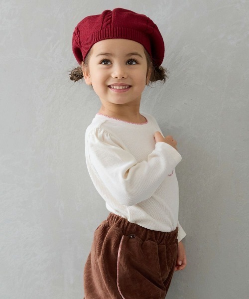 帽子 ベレー帽 ポンポン付きニットベレー帽 キッズ 子供 男の子