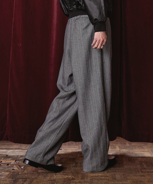 Bleme スラックス 2タック ヘリンボーン グランパ スラックス メンズ