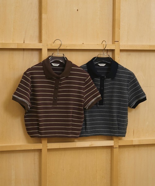 ポロシャツ ポロ Border Polo Tops レディースの画像