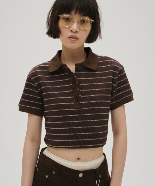 ポロシャツ ポロ Border Polo Tops レディースの画像