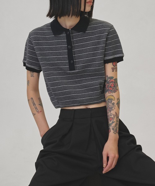 ポロシャツ ポロ Border Polo Tops レディースの画像