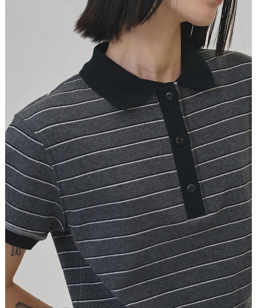 ポロシャツ ポロ Border Polo Tops レディースの画像