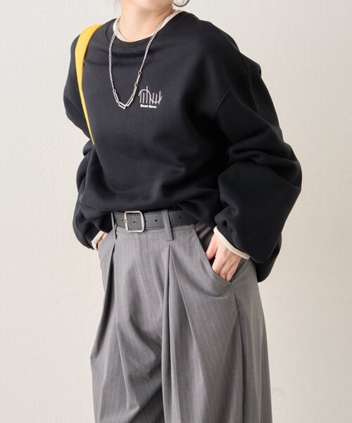 NUNIFE（ユニフィー） トレーナー スウェット 「NUNIFE」ラインリブ胸