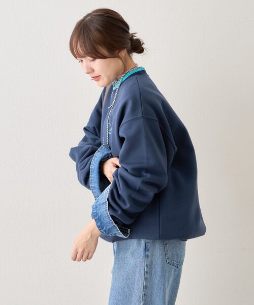 NUNIFE（ユニフィー） トレーナー スウェット 「NUNIFE」ラインリブ胸