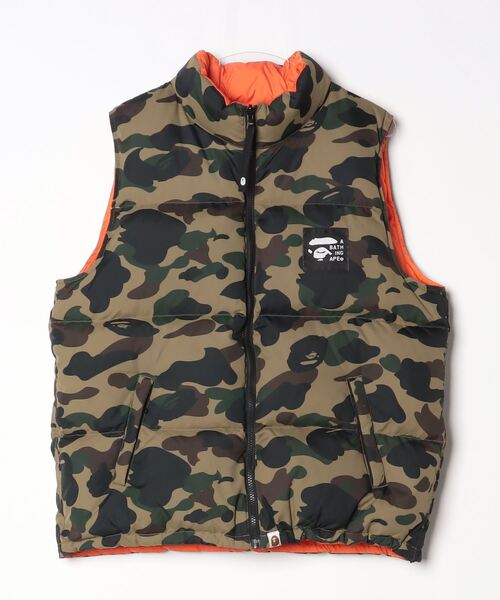 A Bathing Ape 迷彩ベスト Mサイズウインドストッパー A BATHING APE ダウンベスト グリーン カモフラージュ柄 SIZE M メンズ