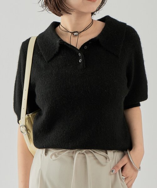 「mystic」 半袖ニット FREE グレー レディース_画像2