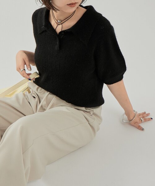 「mystic」 半袖ニット FREE グレー レディース_画像4