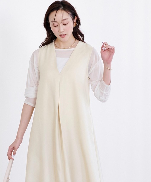 「ur's」 ノースリーブワンピース L サンドベージュ レディース_画像5