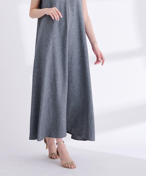 「ur's」 ノースリーブワンピース L サンドベージュ レディース_画像8