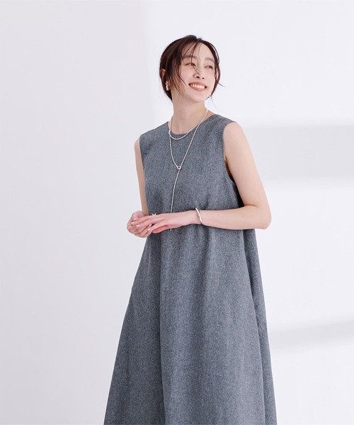 「ur's」 ノースリーブワンピース L サンドベージュ レディース_画像9