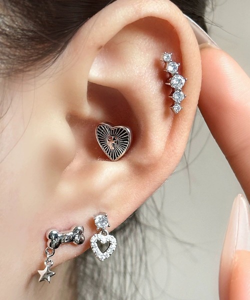ピアス 「456753」エッジハートクロスピアス(RZ) レディース メンズ
