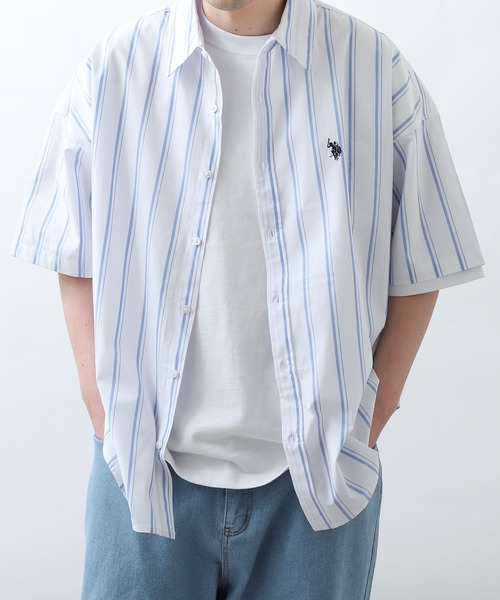 「U.S. POLO ASSN.」 半袖シャツ MEDIUM ブルー メンズ_画像7