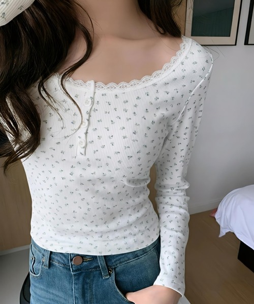 SEA 花柄リブ編み長袖Tシャツ SEA 花柄リブ編み長袖Tシャツ SEA 花柄リブ編み長袖Tシャツの通販